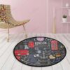 British Tower Round Carpet Floor Rug Living Room Bedroom Decor Round Area Rug Carpet