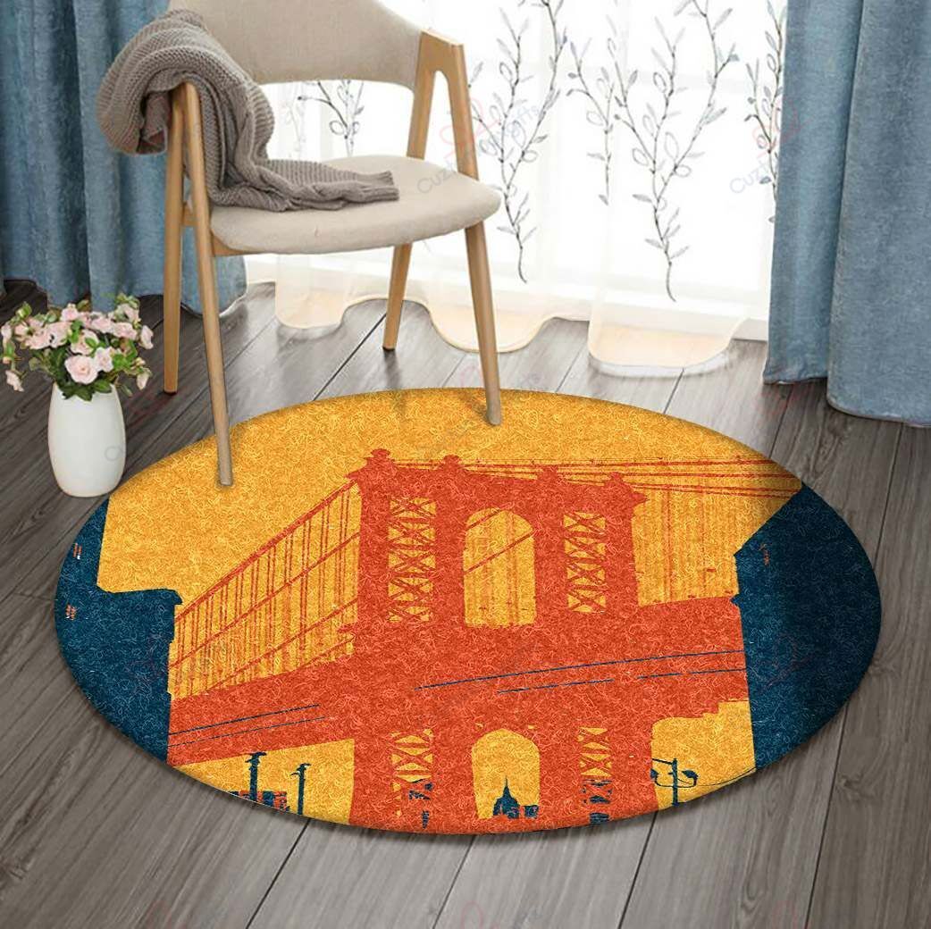 Brooklyn Bridge Round Carpet Floor Rug Living Room Bedroom Decor Round Area Rug Carpet Brooklyn Bridge Round Carpet Floor Rug Living Room Bedroom Decor Round Area Rug Carpet
