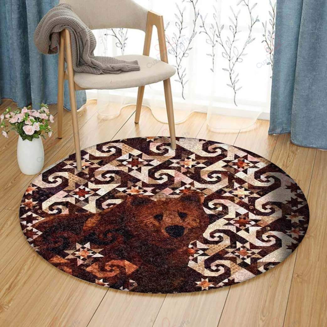 Brown Bear Round Carpet Floor Rug Living Room Bedroom Decor Round Area Rug Carpet Brown Bear Round Carpet Floor Rug Living Room Bedroom Decor Round Area Rug Carpet