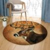 Brown Deer Round Carpet Floor Rug Living Room Bedroom Decor Round Area Rug Carpet