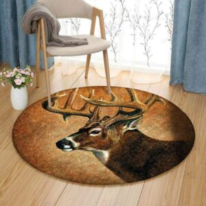 Brown Deer Round Carpet Floor Rug Living Room Bedroom Decor Round Area Rug Carpet