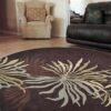 Brown Round Carpet Floor Rug Living Room Bedroom Decor Round Area Rug Carpet