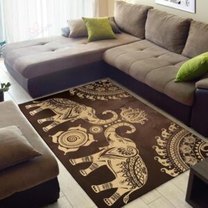 Brown Mandala Elephant Rug Sport Decor Gift Floor Decor Living Room Carpet Rug Area Rug - 63e25db18405
