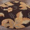 Brown Oushak Leaf Round Carpet Floor Rug Living Room Bedroom Decor Round Area Rug Carpet