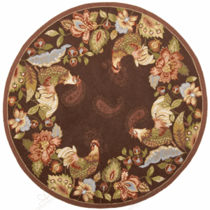 Brown Rooster Round Carpet Floor Rug Living Room Bedroom Decor Round Area Rug Carpet
