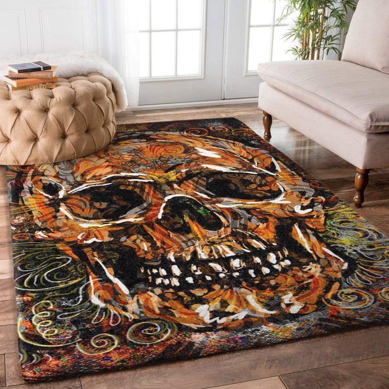 Brown Skull Flower Rug Sport Decor Gift Floor Decor Living Room Carpet Rug Area Rug - 911e7c1cfd1c Brown Skull Flower Rug Sport Decor Gift Floor Decor Living Room Carpet Rug Area Rug - 911e7c1cfd1c