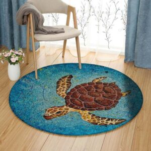 Brown Turtle Round Carpet Floor Rug Living Room Bedroom Decor Round Area Rug Carpet