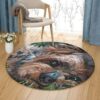Brown Yorkie Dog Round Carpet Floor Rug Living Room Bedroom Decor Round Area Rug Carpet