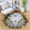 Bufflalo Native White Round Carpet Floor Rug Living Room Bedroom Decor Round Area Rug Carpet