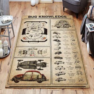 Bug Knowledge Beetle Car Vintage Rug Sport Decor Gift Floor Decor Living Room Carpet Rug Area Rug - 34847b4984ce