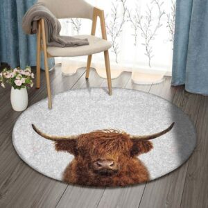 Bull Round Carpet Floor Rug Living Room Bedroom Decor Round Area Rug Carpet