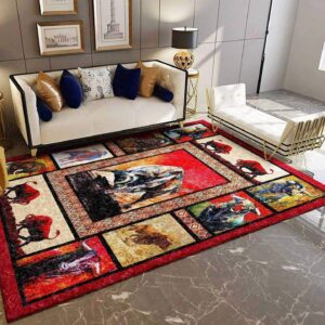 Bull Painting Rug Sport Decor Gift Floor Decor Living Room Carpet Rug Area Rug - 1d4d20e439de