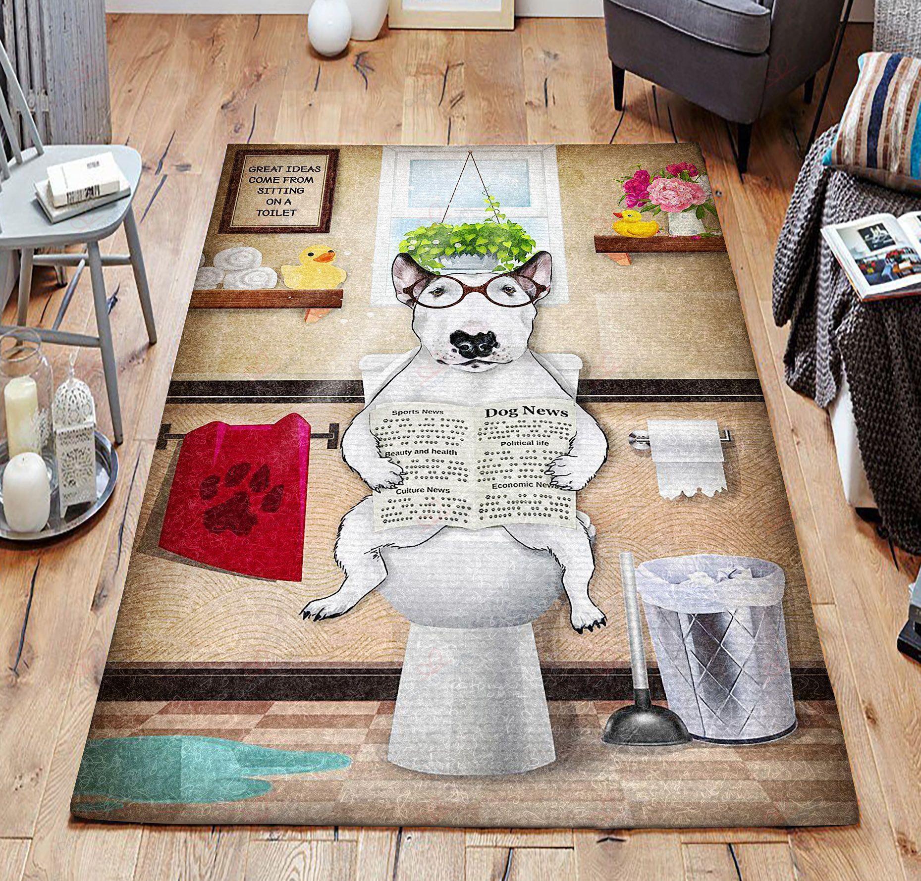Bull Terrier Dog Great Ideas Come From Sitting On A Toilet Rug Sport Decor Gift Floor Decor Living Room Carpet Rug Area Rug - 1fa488c40250 Bull Terrier Dog Great Ideas Come From Sitting On A Toilet Rug Sport Decor Gift Floor Decor Living Room Carpet Rug Area Rug - 1fa488c40250