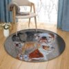 Bulldog Family Round Carpet Floor Rug Living Room Bedroom Decor Round Area Rug Carpet