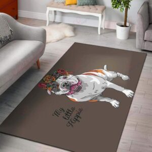 Bulldog Floral Rug Sport Decor Gift Floor Decor Living Room Carpet Rug Area Rug - 5c61a5f2364b