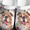 Bulldog Flower Crocs 3D Printed French Bulldog Crocs Crocband Clog Gift For Dog Lover English Bulldog Gift