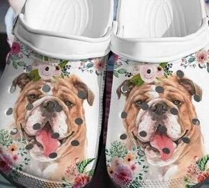 Bulldog Flower Crocs 3D Printed French Bulldog Crocs Crocband Clog Gift For Dog Lover English Bulldog Gift