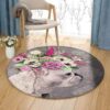 Bulldog Flowers Round Carpet Floor Rug Living Room Bedroom Decor Round Area Rug Carpet