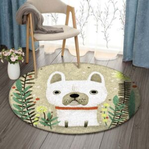 Bulldog Round Carpet Floor Rug Living Room Bedroom Decor Round Area Rug Carpet