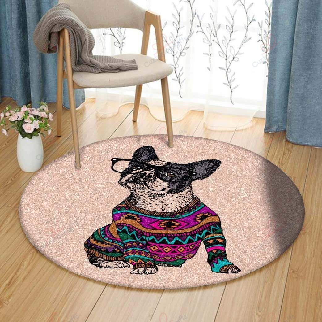 Bulldog Round Carpet Floor Rug Living Room Bedroom Decor Round Area Rug Carpet Bulldog Round Carpet Floor Rug Living Room Bedroom Decor Round Area Rug Carpet