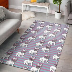 Bulldog Heart Sunglasses Pattern Rug Sport Decor Gift Floor Decor Living Room Carpet Rug Area Rug - b045c4506d05