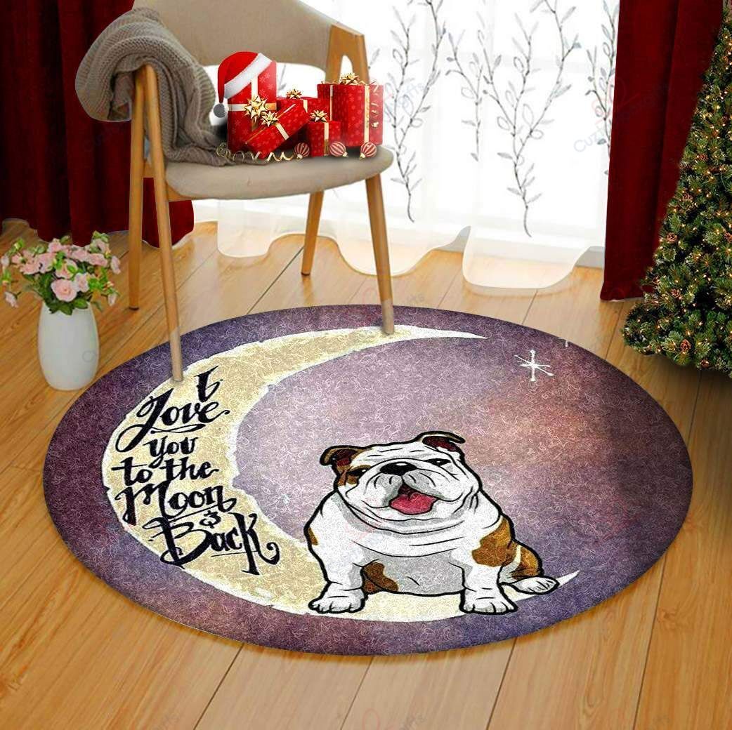 Bulldog I Love You To The Moon And Back Round Carpet Floor Rug Living Room Bedroom Decor Round Area Rug Carpet Bulldog I Love You To The Moon And Back Round Carpet Floor Rug Living Room Bedroom Decor Round Area Rug Carpet