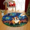 Bulldog In Farm Round Carpet Floor Rug Living Room Bedroom Decor Round Area Rug Carpet