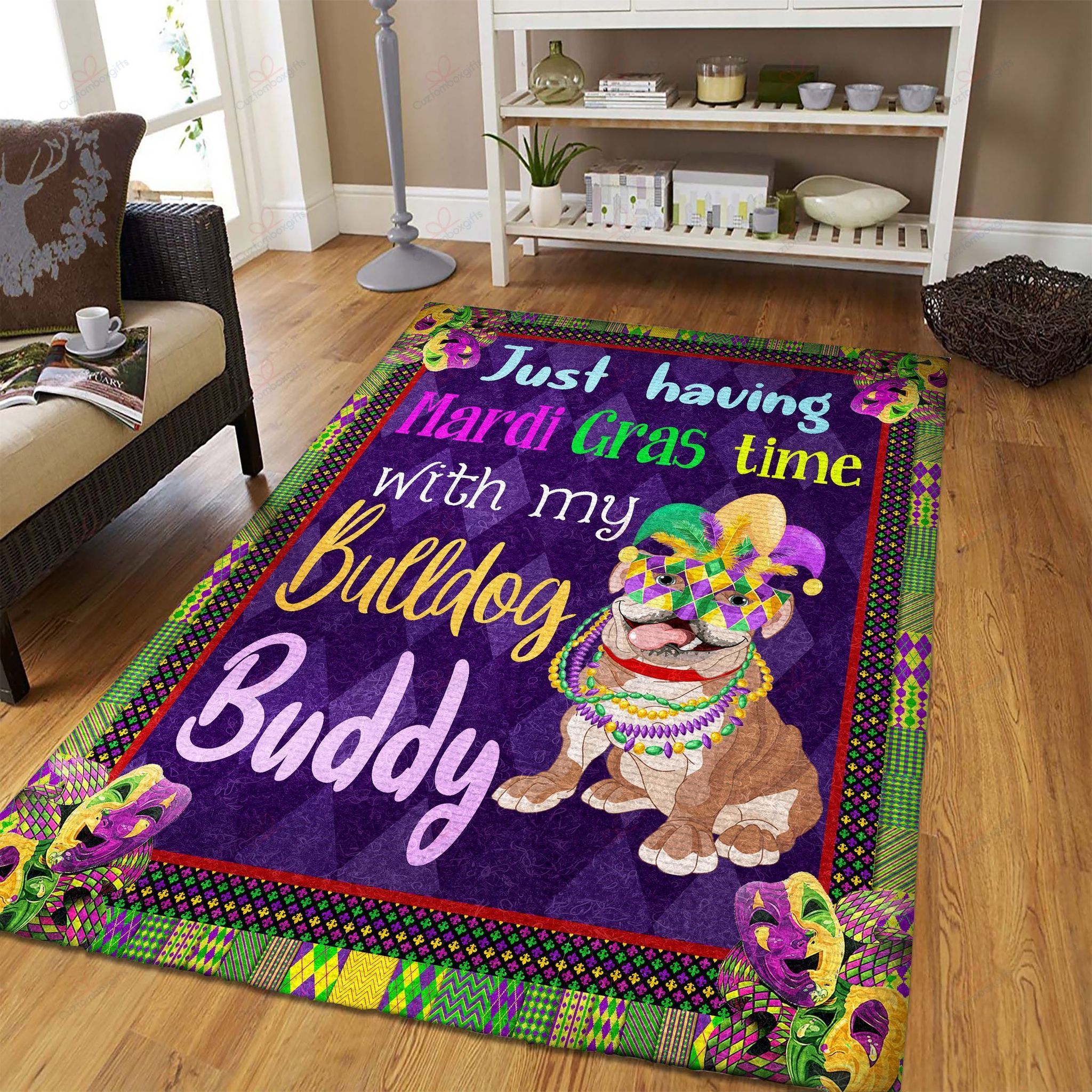 Bulldog Just Having Mardi Gras Time Rug Sport Decor Gift Floor Decor Living Room Carpet Rug Area Rug - da4dd716c96b Bulldog Just Having Mardi Gras Time Rug Sport Decor Gift Floor Decor Living Room Carpet Rug Area Rug - da4dd716c96b
