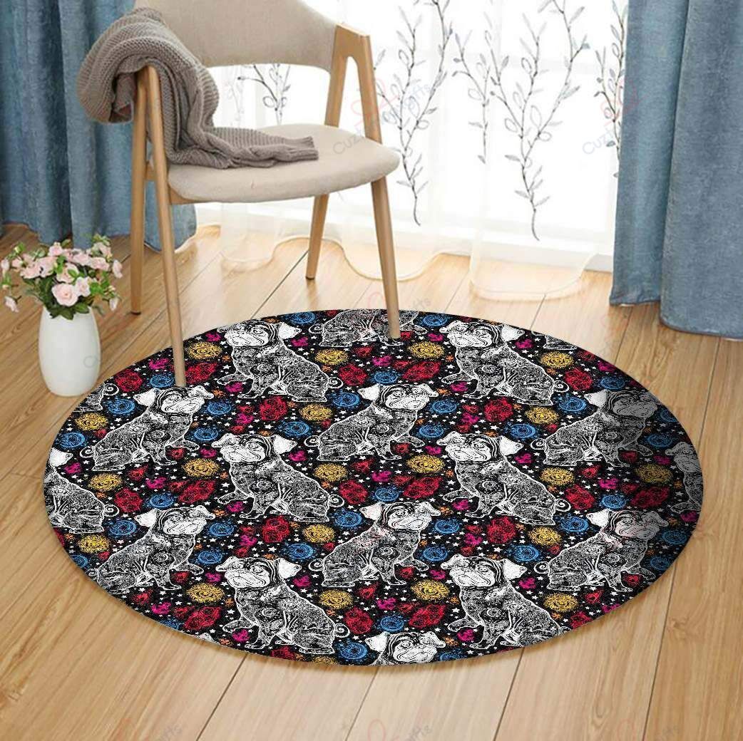 Bulldog Pattern Round Carpet Floor Rug Living Room Bedroom Decor Round Area Rug Carpet Bulldog Pattern Round Carpet Floor Rug Living Room Bedroom Decor Round Area Rug Carpet