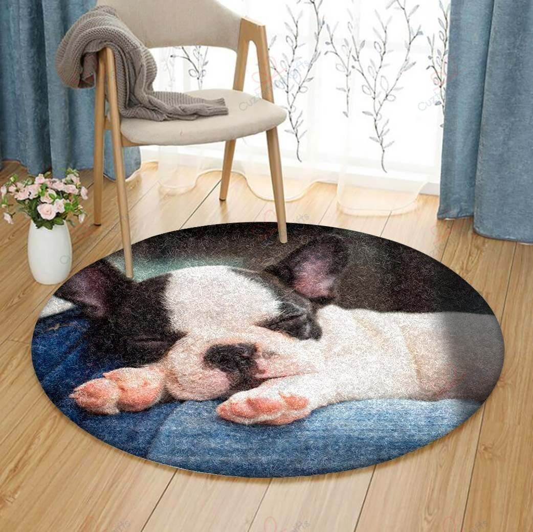 Bulldog Sleeping Round Carpet Floor Rug Living Room Bedroom Decor Round Area Rug Carpet Bulldog Sleeping Round Carpet Floor Rug Living Room Bedroom Decor Round Area Rug Carpet