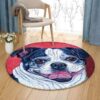 Bulldog Smiling Round Carpet Floor Rug Living Room Bedroom Decor Round Area Rug Carpet
