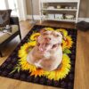 Bulldog Sunflower Rug Sport Decor Gift Floor Decor Living Room Carpet Rug Area Rug - 5fd3fed32a3a