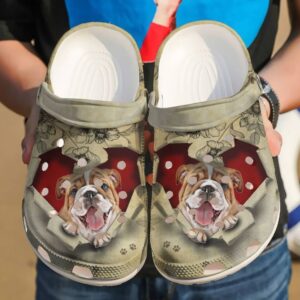 Bulldog They Steal My Heart Sku 333 Crocs Crocband Clog Comfortable For Mens Womens Classic Clog Water Shoes