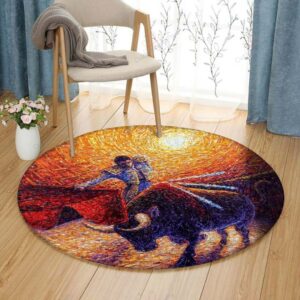 Bullfight Round Carpet Floor Rug Living Room Bedroom Decor Round Area Rug Carpet