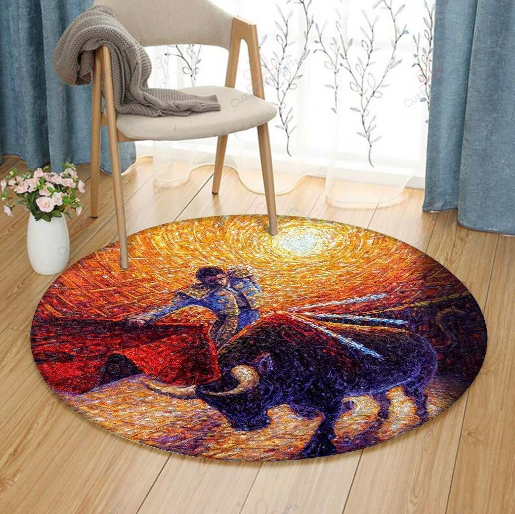 Bullfight Round Carpet Floor Rug Living Room Bedroom Decor Round Area Rug Carpet Bullfight Round Carpet Floor Rug Living Room Bedroom Decor Round Area Rug Carpet