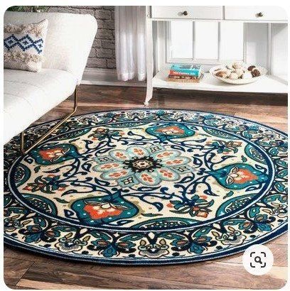 Bungalow Rose Kujawa Blue Round Carpet Floor Rug Living Room Bedroom Decor Round Area Rug Carpet Bungalow Rose Kujawa Blue Round Carpet Floor Rug Living Room Bedroom Decor Round Area Rug Carpet