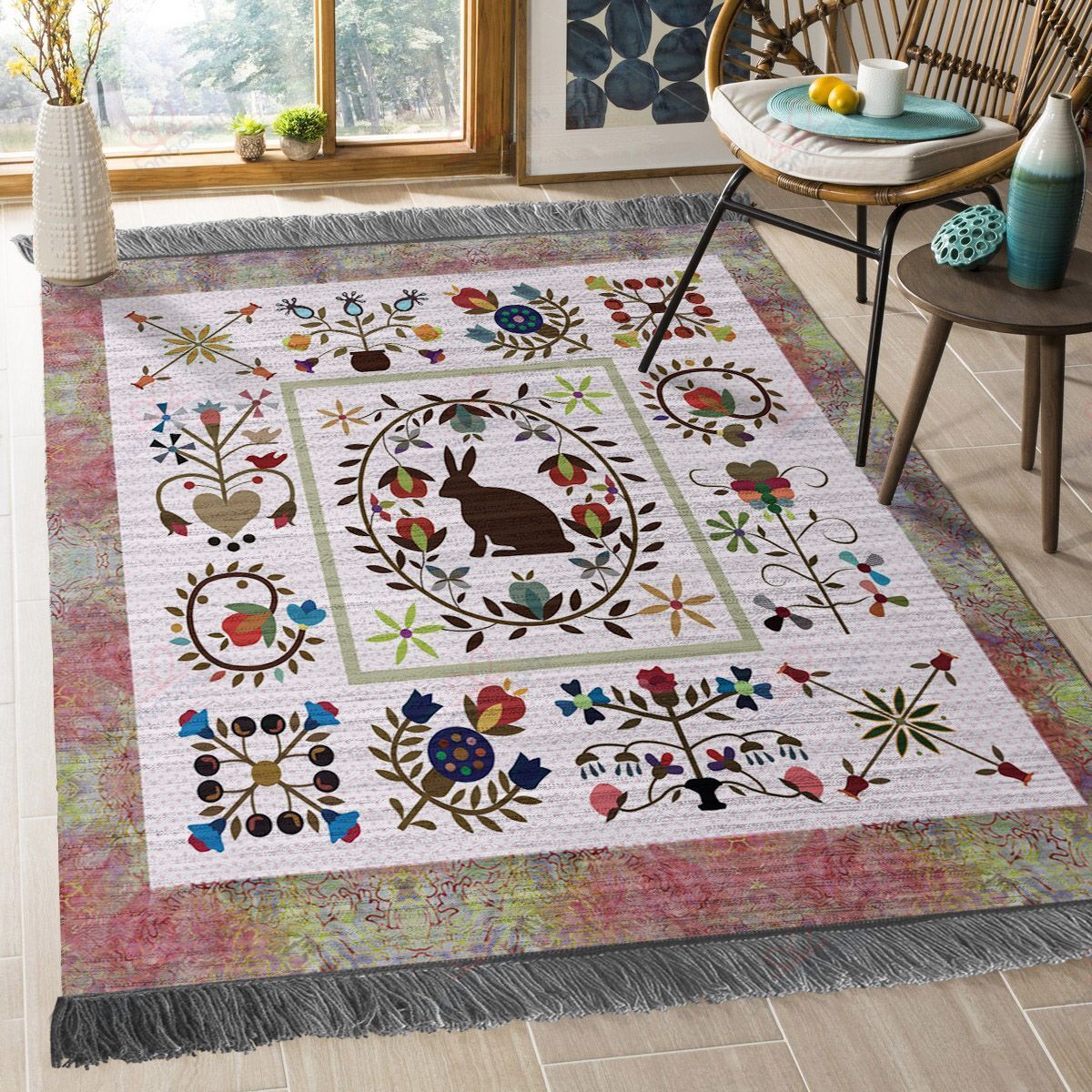 Bunny And Flowers Rug Sport Decor Gift Floor Decor Living Room Carpet Rug Area Rug - 135ed5bed51b Bunny And Flowers Rug Sport Decor Gift Floor Decor Living Room Carpet Rug Area Rug - 135ed5bed51b