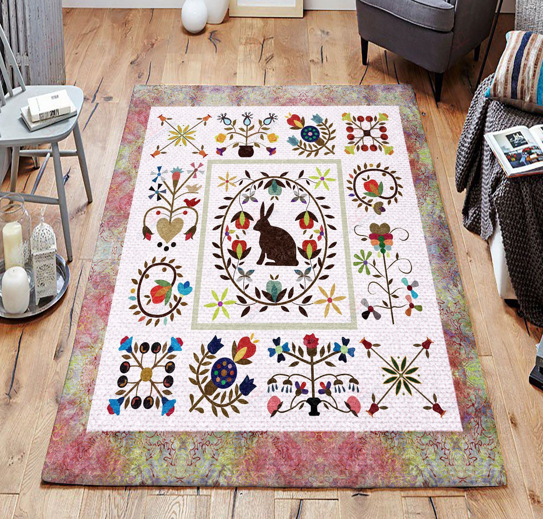 Bunny And Flowers Rug Sport Decor Gift Floor Decor Living Room Carpet Rug Area Rug - b09e3f1cf7b7 Bunny And Flowers Rug Sport Decor Gift Floor Decor Living Room Carpet Rug Area Rug - b09e3f1cf7b7