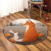 Bunny And Fox Round Carpet Floor Rug Living Room Bedroom Decor Round Area Rug Carpet