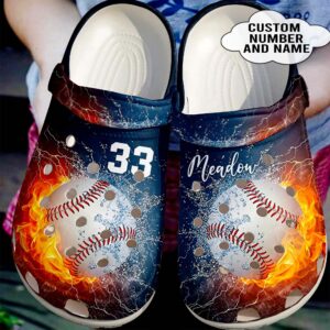 Burning Baseball Ball Shoes Crocs Clog For Batter Girl – Cool Baseball Shoes Crocbland Clog For Men Women