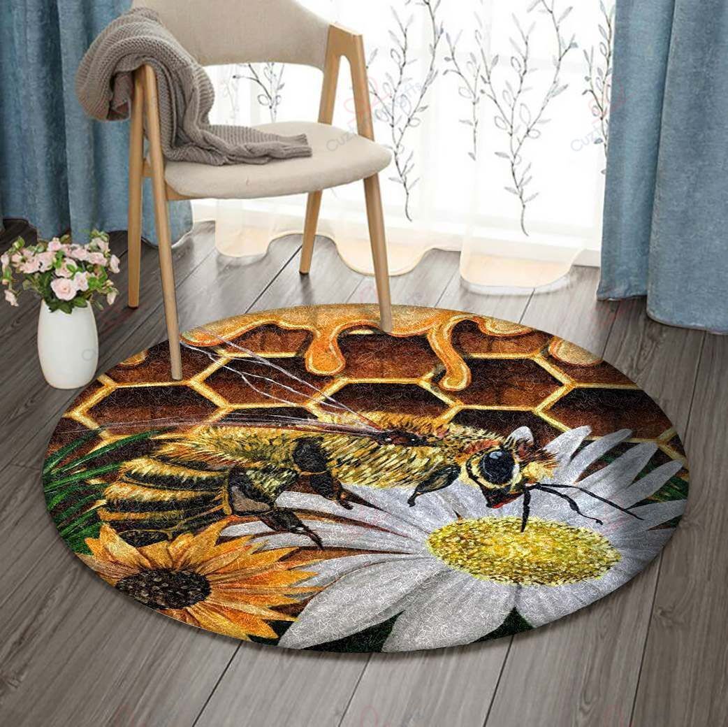 Busy Bee Round Carpet Floor Rug Living Room Bedroom Decor Round Area Rug Carpet Busy Bee Round Carpet Floor Rug Living Room Bedroom Decor Round Area Rug Carpet