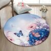 Butterflies In Garden Round Carpet Floor Rug Living Room Bedroom Decor Round Area Rug Carpet