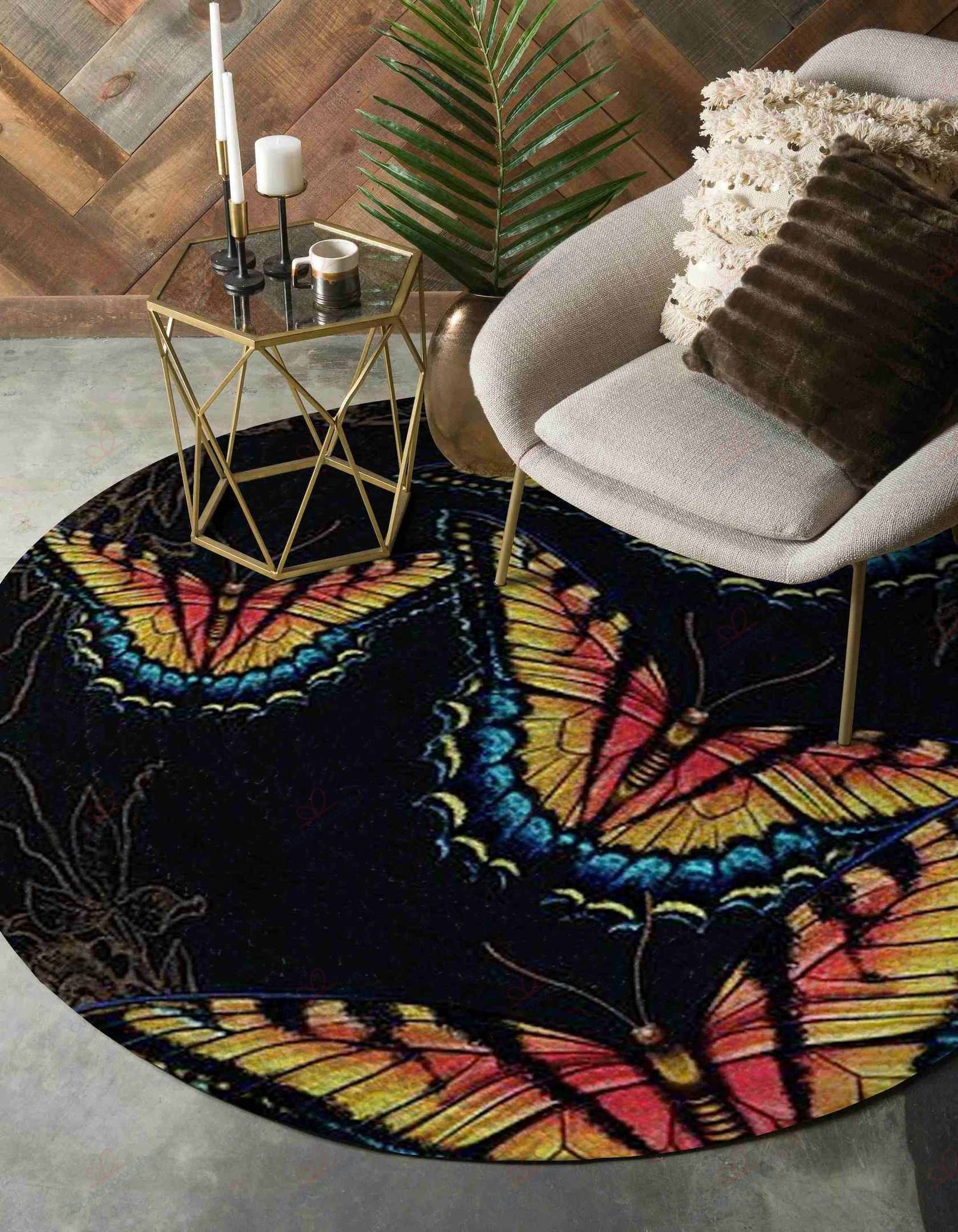 Butterflies In Night Round Carpet Floor Rug Living Room Bedroom Decor Round Area Rug Carpet Butterflies In Night Round Carpet Floor Rug Living Room Bedroom Decor Round Area Rug Carpet