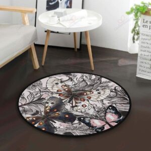 Butterfly 4 Round Carpet Floor Rug Living Room Bedroom Decor Round Area Rug Carpet
