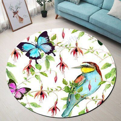 Butterfly And Bird Round Carpet Floor Rug Living Room Bedroom Decor Round Area Rug Carpet Butterfly And Bird Round Carpet Floor Rug Living Room Bedroom Decor Round Area Rug Carpet