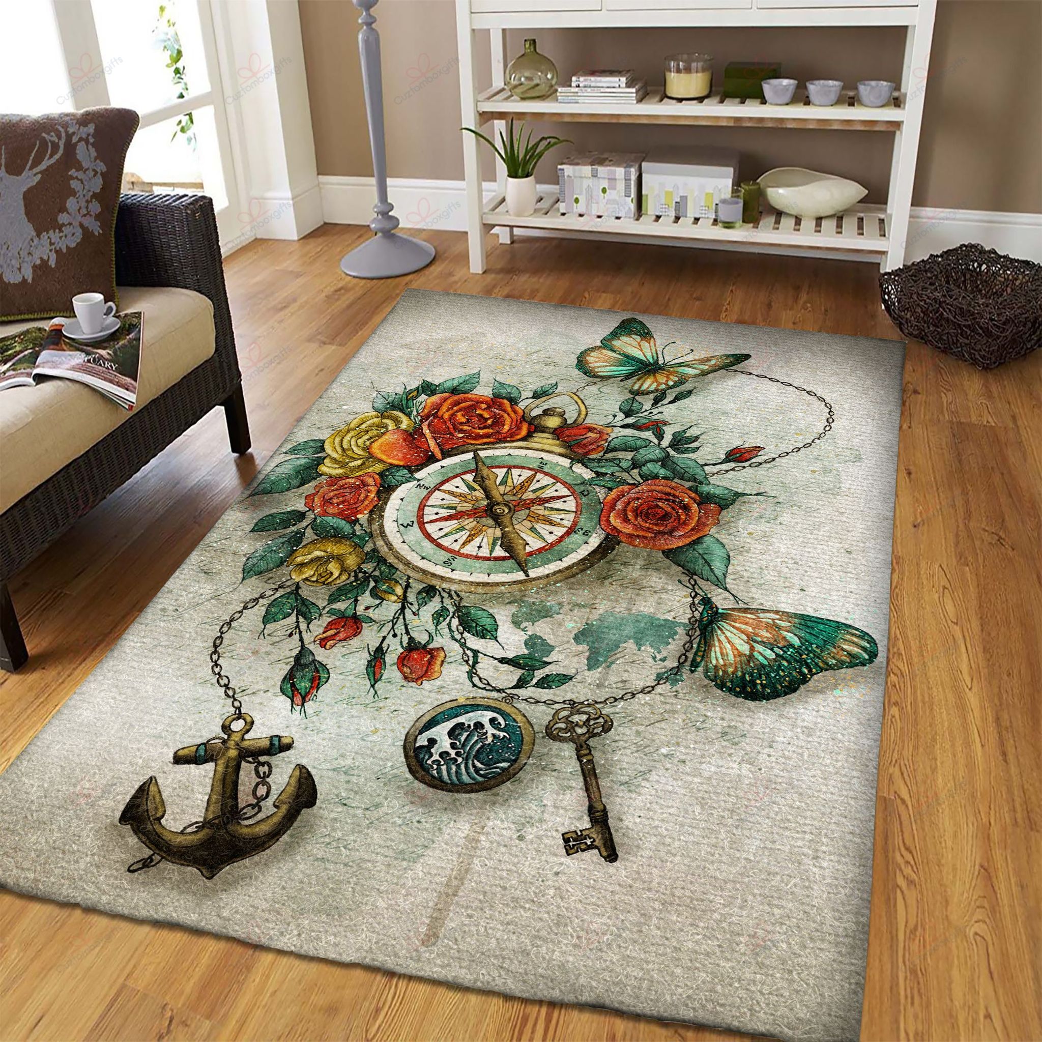 Butterfly And Compass Rug Sport Decor Gift Floor Decor Living Room Carpet Rug Area Rug - 61b48bb47f02 Butterfly And Compass Rug Sport Decor Gift Floor Decor Living Room Carpet Rug Area Rug - 61b48bb47f02