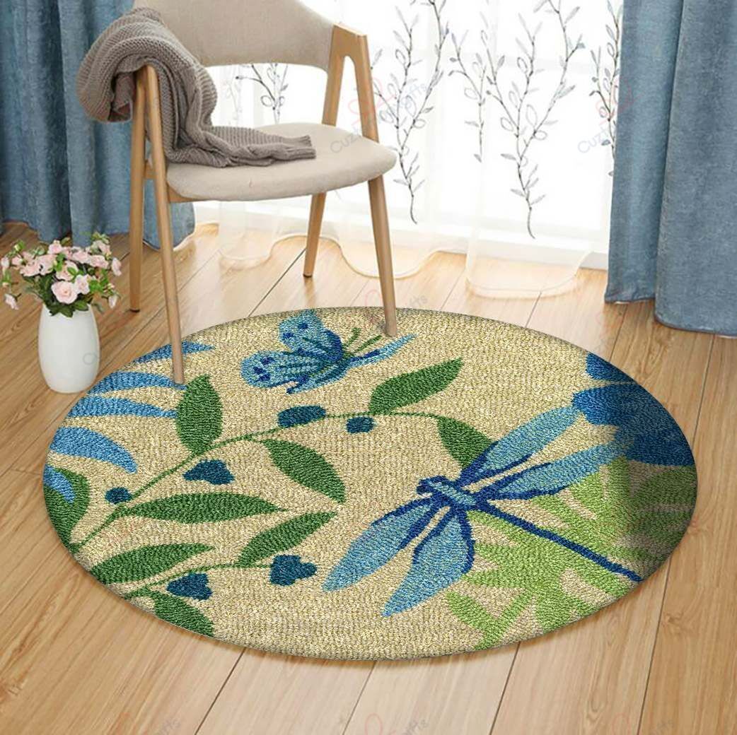 Butterfly And Dragonfly Round Carpet Floor Rug Living Room Bedroom Decor Round Area Rug Carpet Butterfly And Dragonfly Round Carpet Floor Rug Living Room Bedroom Decor Round Area Rug Carpet