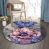 Butterfly And Flower 1 Round Carpet Floor Rug Living Room Bedroom Decor Round Area Rug Carpet