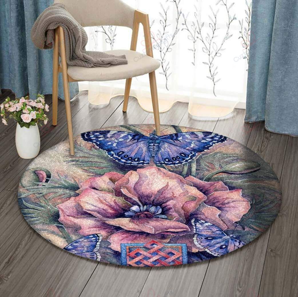 Butterfly And Flower 1 Round Carpet Floor Rug Living Room Bedroom Decor Round Area Rug Carpet Butterfly And Flower 1 Round Carpet Floor Rug Living Room Bedroom Decor Round Area Rug Carpet