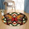 Butterfly And Flower Round Carpet Floor Rug Living Room Bedroom Decor Round Area Rug Carpet